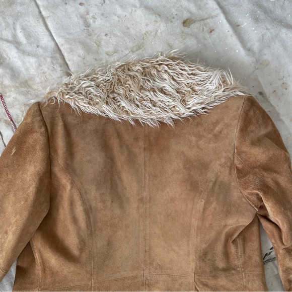 Perfect Vintage 90s/Y2K Penny Lane Style Real Suede Leather/Faux Fur Trim Coat - Picture 8 of 11
